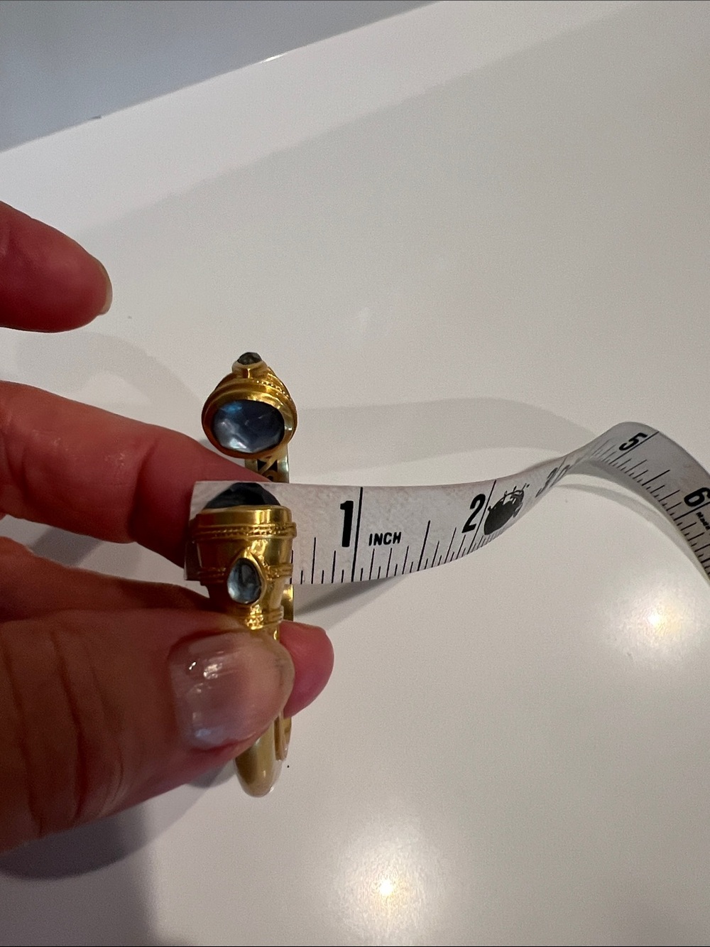 Julie Vos Gold Cannes Demi Cuff Bracelet blue end cap & pear shaped Gemstones - Picture 7 of 9